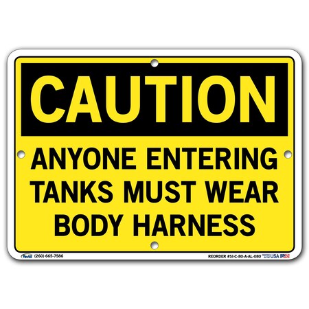 Vestil Sign, Caution, 10.5x7.5", Aluminum, .080, SI-C-80-A-AL-080 SI-C-80-A-AL-080